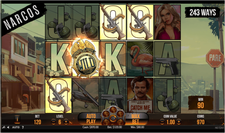 Jugabilidad y mecánicas en la tragaperras Narcos