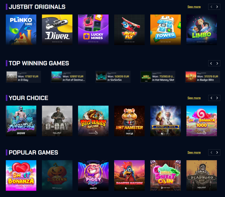 Juegos de casino JustBit