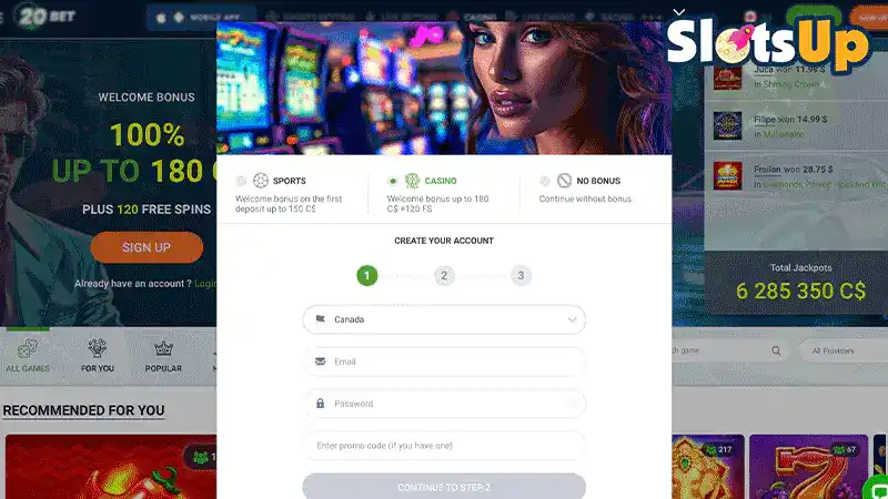20Bet Iniciar sesión 2