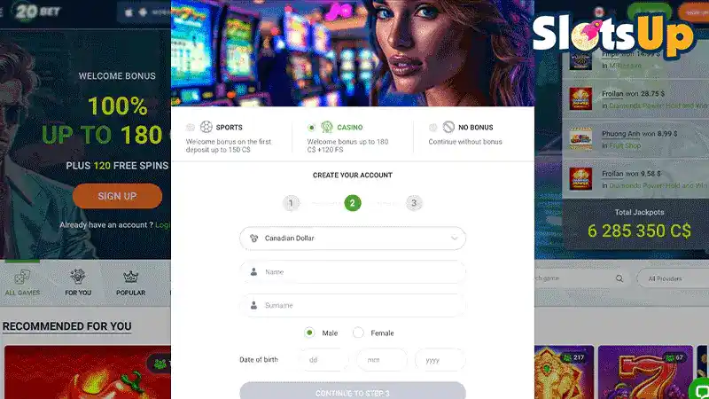 20Bet Iniciar sesión 3