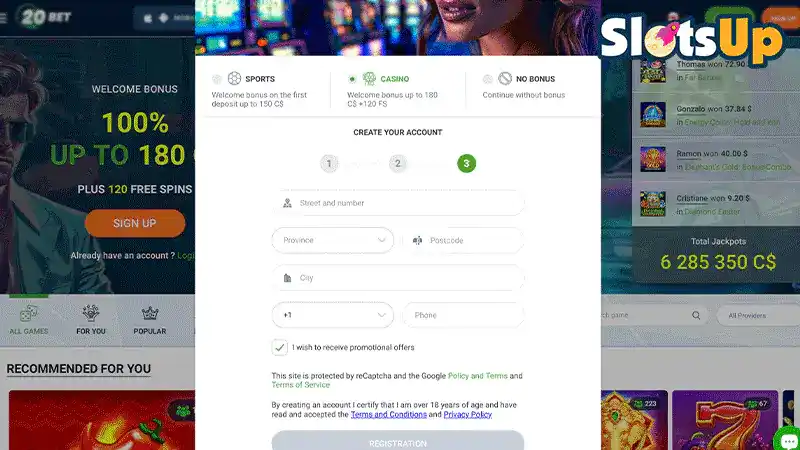 20Bet Iniciar sesión 4