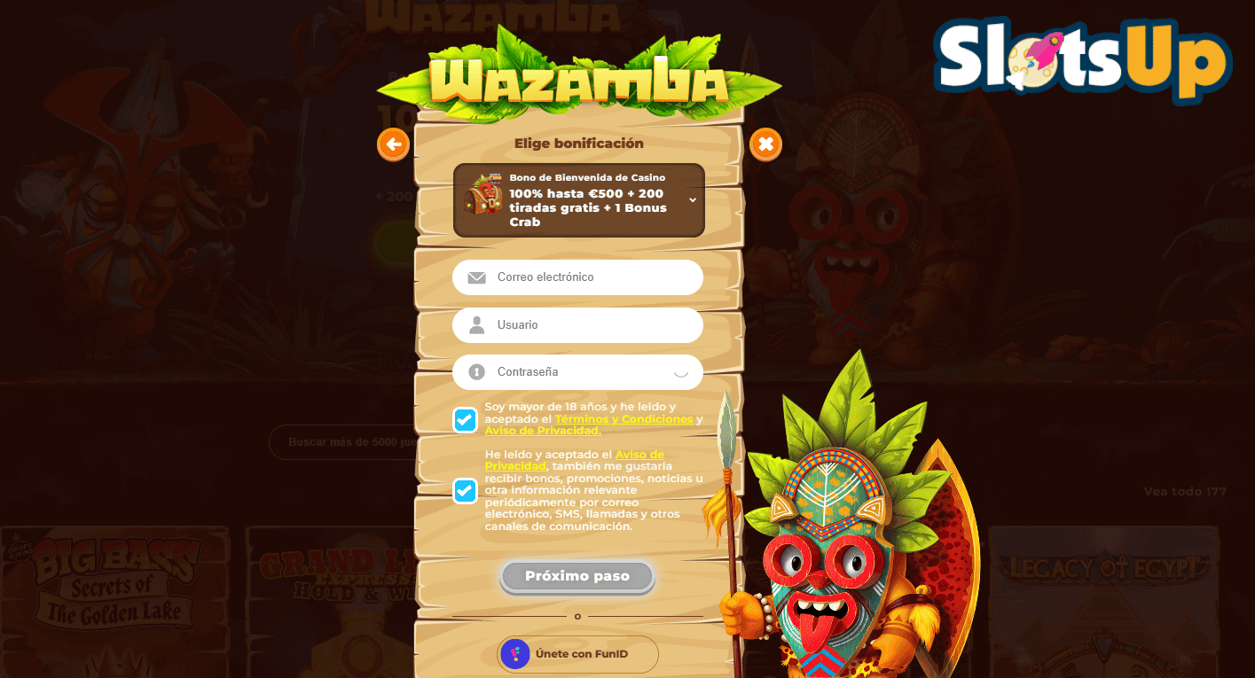 Registro en el Casino Online Wazamba Paso 3