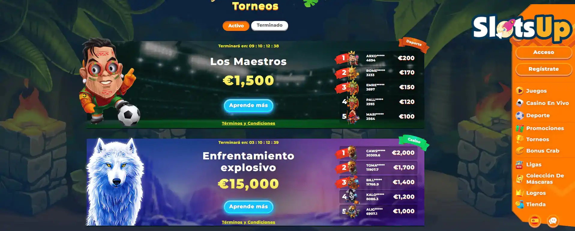 Torneos de Wazamba